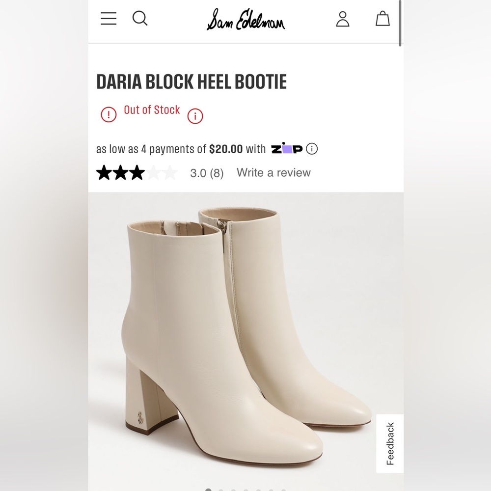 Sam Edelman Daria Block Heel Bootie - Cream